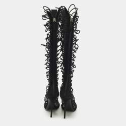 مملوكة مسبقًا Giuseppe Zanotti Size 41 Black Suede Gladiator Knee Length Boots