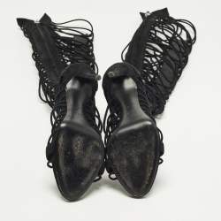 مملوكة مسبقًا Giuseppe Zanotti Size 41 Black Suede Gladiator Knee Length Boots