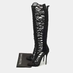 مملوكة مسبقًا Giuseppe Zanotti Size 41 Black Suede Gladiator Knee Length Boots
