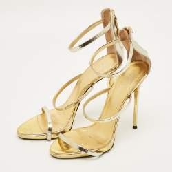 Pre Owned صندل جوسيبي زانوتي هارموني جلد فويل ذهبي مقاس 37