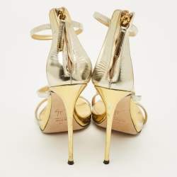 Pre Owned صندل جوسيبي زانوتي هارموني جلد فويل ذهبي مقاس 37