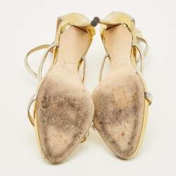 Pre Owned صندل جوسيبي زانوتي هارموني جلد فويل ذهبي مقاس 37