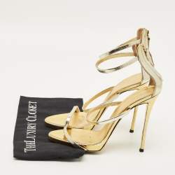 Pre Owned صندل جوسيبي زانوتي هارموني جلد فويل ذهبي مقاس 37