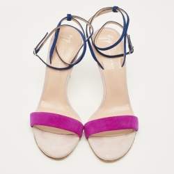 Pre Owned Giuseppe Zanotti Intrigo 90 Size 40 Tricolor Suede Ankle Strap Sandals