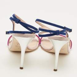 Pre Owned Giuseppe Zanotti Intrigo 90 Size 40 Tricolor Suede Ankle Strap Sandals