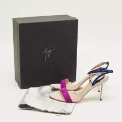 Pre Owned Giuseppe Zanotti Intrigo 90 Size 40 Tricolor Suede Ankle Strap Sandals