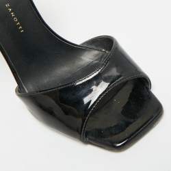 Pre Owned Giuseppe Zanotti Size 36 Black/Gold Patent Leather Ankle Strap Sandals