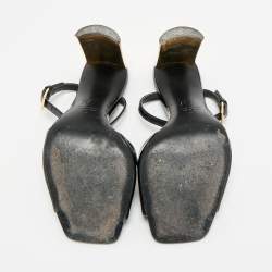 Pre Owned Giuseppe Zanotti Size 36 Black/Gold Patent Leather Ankle Strap Sandals