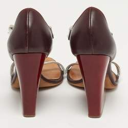 مملوكة مسبقًا Giuseppe Zanotti Size 39.5 Tricolor Leather Ankle Strap Strap Block Heel Sandals