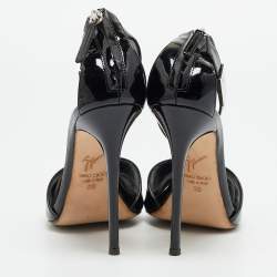 Pre Owned حذاء كعب عالي جوسيبي زانوتي جلد أسود لامع بحزام كاحل مقاس 38