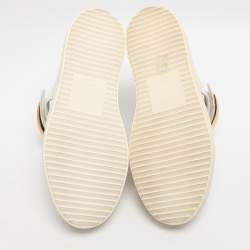 مملوكة مسبقًا Giuseppe Zanotti Shark Tooth Size 40 White Leather Low Top Sneakers