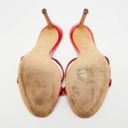 مملوكة مسبقًا صندل سلايد مزخرف كريستال قلب جلد أحمر جوسيبي زانوتي مقاس 38.5