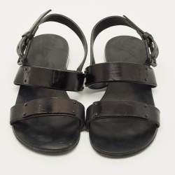 Pre Owned صندل فلات جوسيبي زانوتي جلد أسود زاك مقاس 41