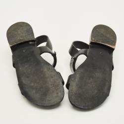 Pre Owned صندل فلات جوسيبي زانوتي جلد أسود زاك مقاس 41