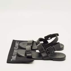 Pre Owned صندل فلات جوسيبي زانوتي جلد أسود زاك مقاس 41