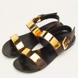 مملوكة مسبقًا صندل جوزيبي زانوتي جيسون جلد ب ني داكن بمقاس 41