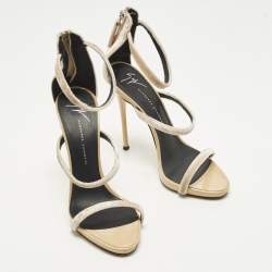 Pre Owned صندل جوسيبي زانوتي هارموني جلد فويل ذهبي مقاس 37