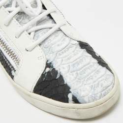 Pre Owned Giuseppe Zanotti Frankie Size 38 Tricolor Leather and Python Embossed High Top Sneakers