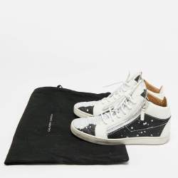 Pre Owned Giuseppe Zanotti Frankie Size 38 Tricolor Leather and Python Embossed High Top Sneakers