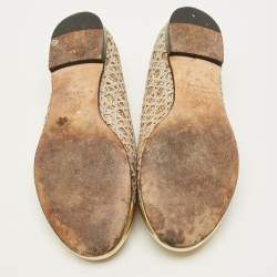 Pre Owned حذاء فلات جوسيبي زانوتي بمقدمة معدن غليتر كوارس ذهبي ميتاليك مقاس 38