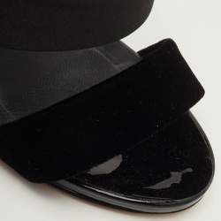 Pre Owned صندل جوسيبي زانوتي فيرونيكا أسود حرير ومخمل بأربطة فتحة كعب مقاس 38.5