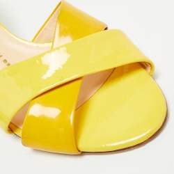 مملوكة مسبقًا صندل جوسيبي زانوتي أصفر جلد لامع متقاطع مقاس 36.5