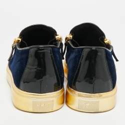 مملوكة مسبقًا حذاء رياضي جوسييبي زانوتي ماي لندن قطيفة زرقاء داكنة منخفض مقاس 39.5