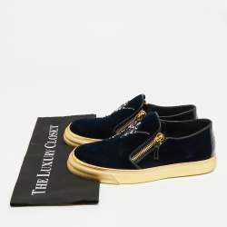 مملوكة مسبقًا حذاء رياضي جوسييبي زانوتي ماي لندن قطيفة زرقاء داكنة منخفض مقاس 39.5