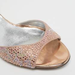 مملوكة مسبقًا Giuseppe Zanotti Lilibeth Starlight Size 37 Pink Suede Crystal Embellished Slingback Sandals
