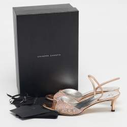مملوكة مسبقًا Giuseppe Zanotti Lilibeth Starlight Size 37 Pink Suede Crystal Embellished Slingback Sandals