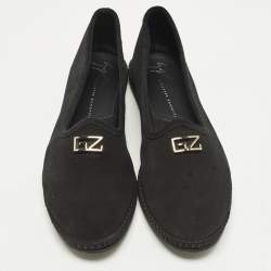 مملوكة مسبقًا Giuseppe Zanotti GZ Size 37 Black Suede Slip On Loafers