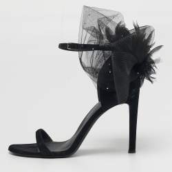 مملوكة مسبقًا صندل جويسيبي زانوتي جلد لامع أحمر سلسلة كبيرة مقاس 40