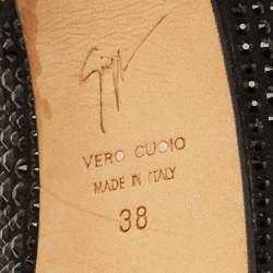 مملوكة مسبقًا حذاء كعب عالي جوسيبي زانوتي نعل سميك مقدمة مفتوحة ليزا مزخرف كريستال سويدي أسود مقاس 36