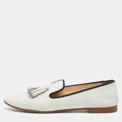 Pre Owned حذاء سموكينغ منقوش جلد الثعبان الأبيض جوزيبي زانوتي مقاس 37