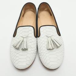 Pre Owned حذاء سموكينغ منقوش جل د الثعبان الأبيض جوزيبي زانوتي مقاس 37