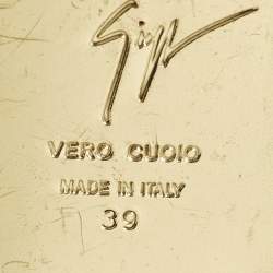 Pre Owned Giuseppe Zanotti Size 39 Gold Crystals and Leather Thong Ankle Strap Flats