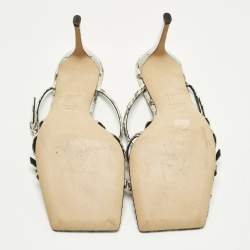 مملوكة مسبقًا صندل جوسيبي زانوتي جلد أسود/أبيض بنقشة بايثون مزخرف مقاس 38