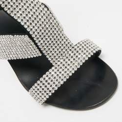 مملوكة مسبقًا Giuseppe Zanotti  Size 37 Black Suede  Crystal Embellished Ankle Strap Sandals 