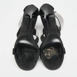 مملوكة مسبقًا Giuseppe Zanotti  Size 37 Black Suede  Crystal Embellished Ankle Strap Sandals 