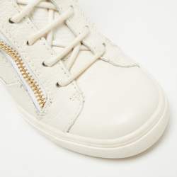 Pre Owned Giuseppe Zanotti Chain Detail Size 37.5 White Leather High Top Wedge Sneakers