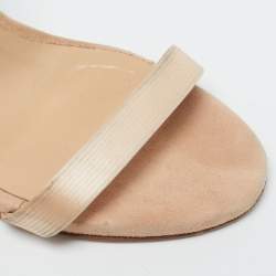 Pre Owned Giuseppe Zanotti X Jennifer Lopez Size 39 Beige Satin Ankle Strap Sandals