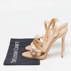 Pre Owned Giuseppe Zanotti X Jennifer Lopez Size 39 Beige Satin Ankle Strap Sandals