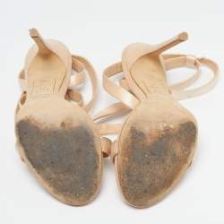 Pre Owned Giuseppe Zanotti X Jennifer Lopez Size 39 Beige Satin Ankle Strap Sandals