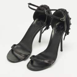 Pre Owned Giuseppe Zanotti Size 36 Black Leather Spike Ankle Strap Sandals