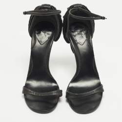 Pre Owned Giuseppe Zanotti Size 36 Black Leather Spike Ankle Strap Sandals