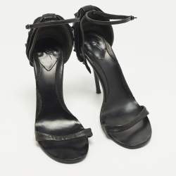 Pre Owned Giuseppe Zanotti Size 36 Black Leather Spike Ankle Strap Sandals