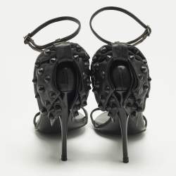 Pre Owned Giuseppe Zanotti Size 36 Black Leather Spike Ankle Strap Sandals