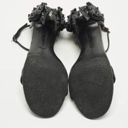 Pre Owned Giuseppe Zanotti Size 36 Black Leather Spike Ankle Strap Sandals