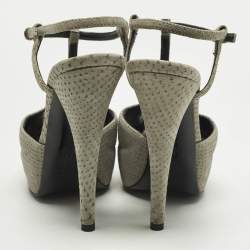 Pre Owned صندل جوسيبي زانوتي سير كاحل مقدمة مفتوحة سويدي رمادي مقاس 37