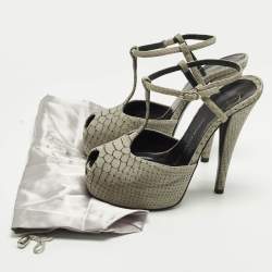 Pre Owned صندل جوسيبي زانوتي سير كاحل مقدمة مفتوحة سويدي رمادي مقاس 37